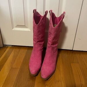Pink Western Mid Calf Boots